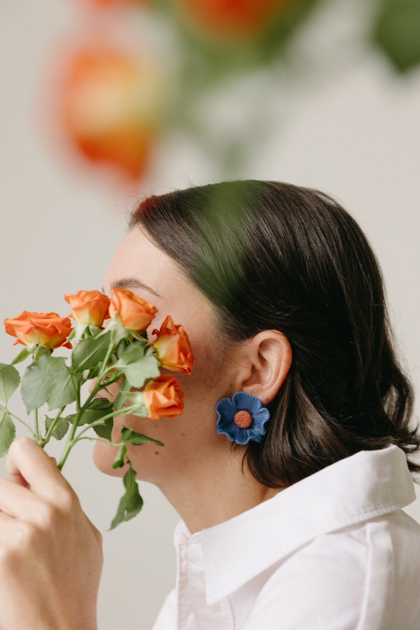 PENDIENTES FEDERICA - Azul Marino y Rojo Otoño